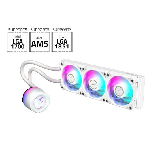 AORUS WATERFORCE X II 360 ICE Liquid CPU Cooler, 360mm Radiator with 3x 120mm low noise ARGB Fans, compatible with Intel LGA 1851, LGA 1700, and AMD AM5 (GP-AORUS WATERFORCE X II 360 ICE)