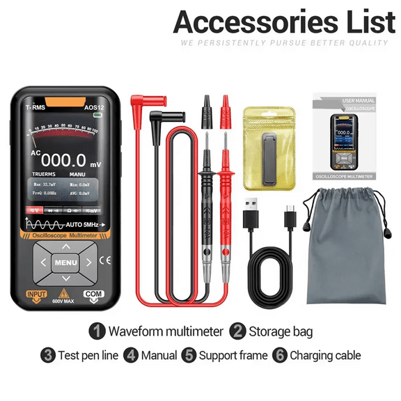AOS12 Oscilloscope Multimeter 2 in 1 5MHZ 48MSa/s Sampling Portable Oscilloscope