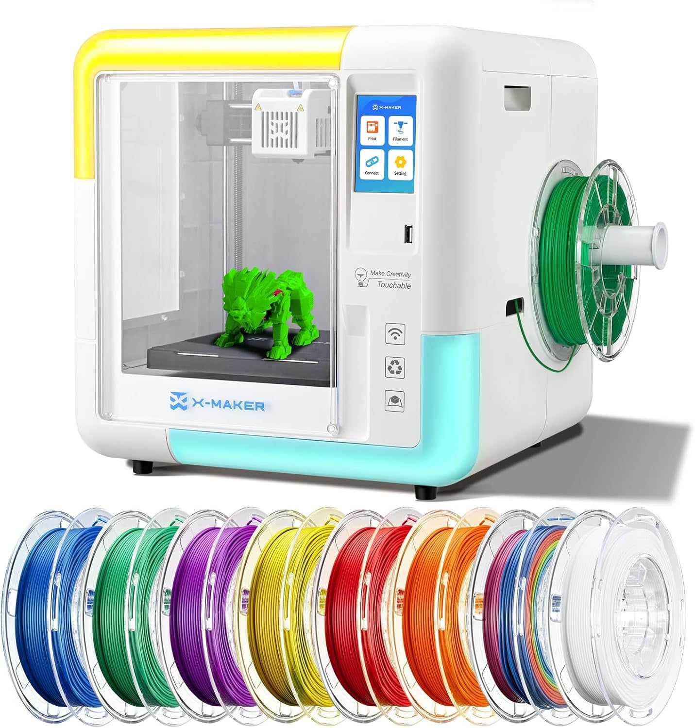 AOSEED AI-Power X-MAKER 3D Printer with 8 PLA Filament Set, Built