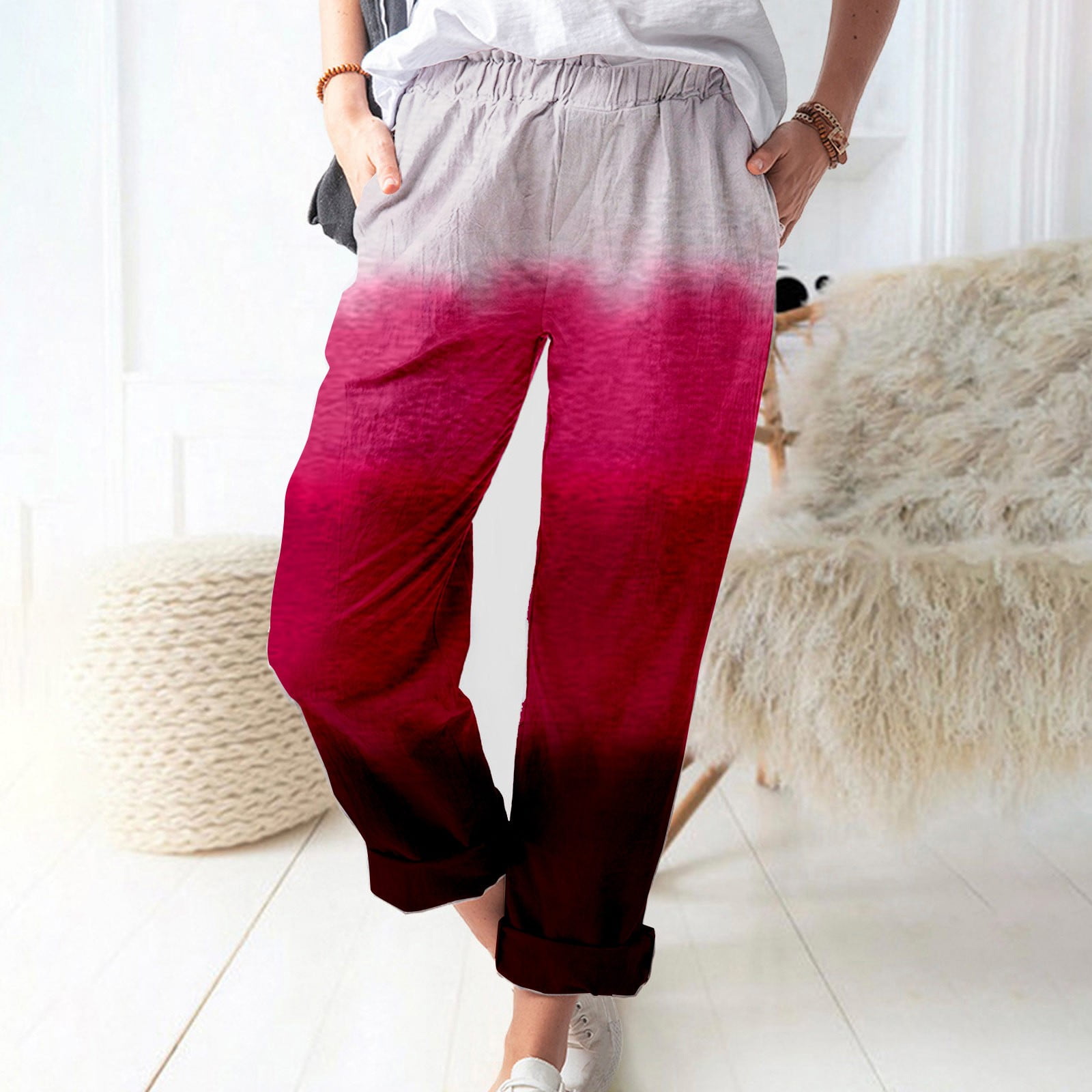 AOSFYTI Comfy Shorts for Women Lady Cargo Pants Loose Low Waist Trousers Wide Leg Baggy Jeans