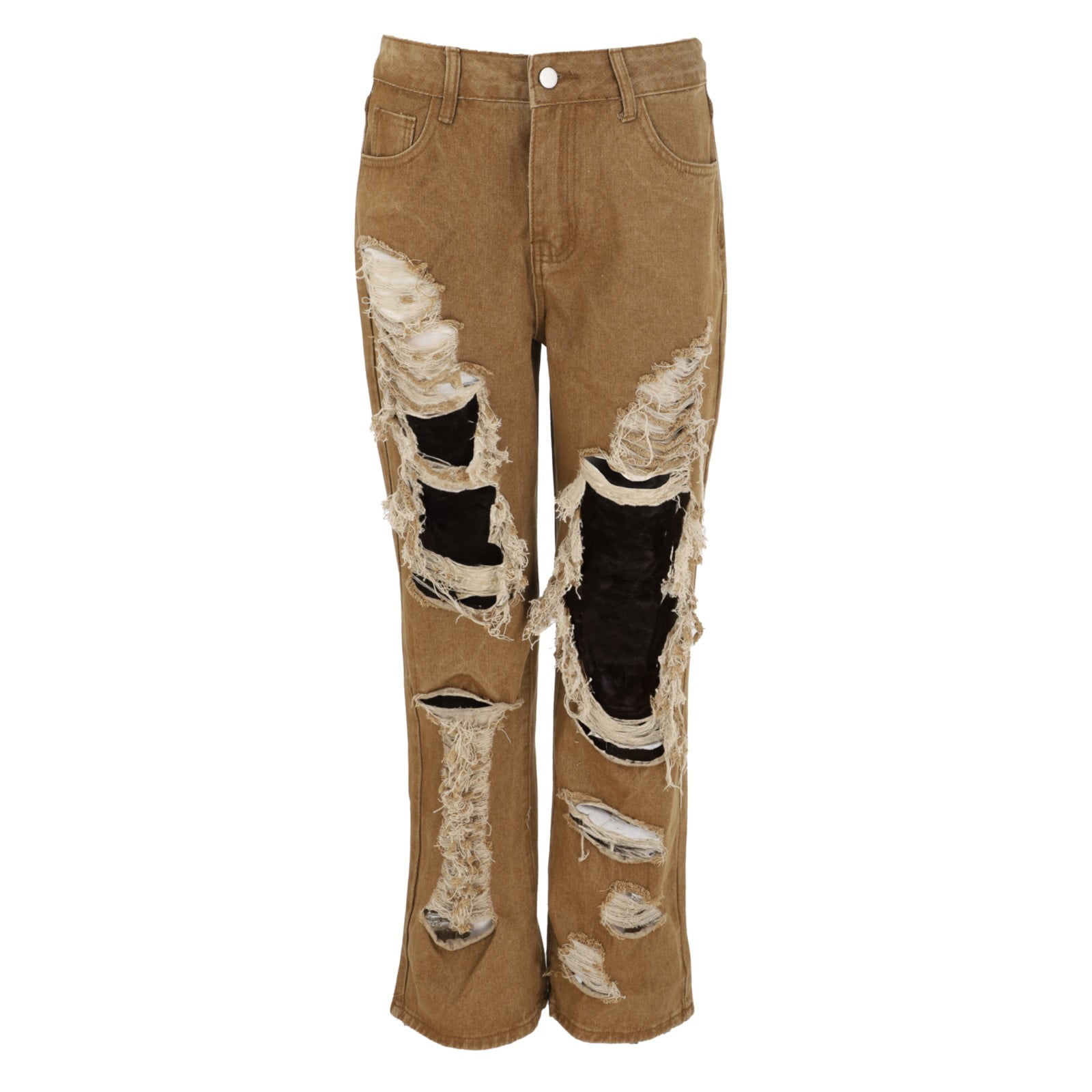 AOSFYTI High Waisted Jeans for Women Ladies Button Zipper Fashion