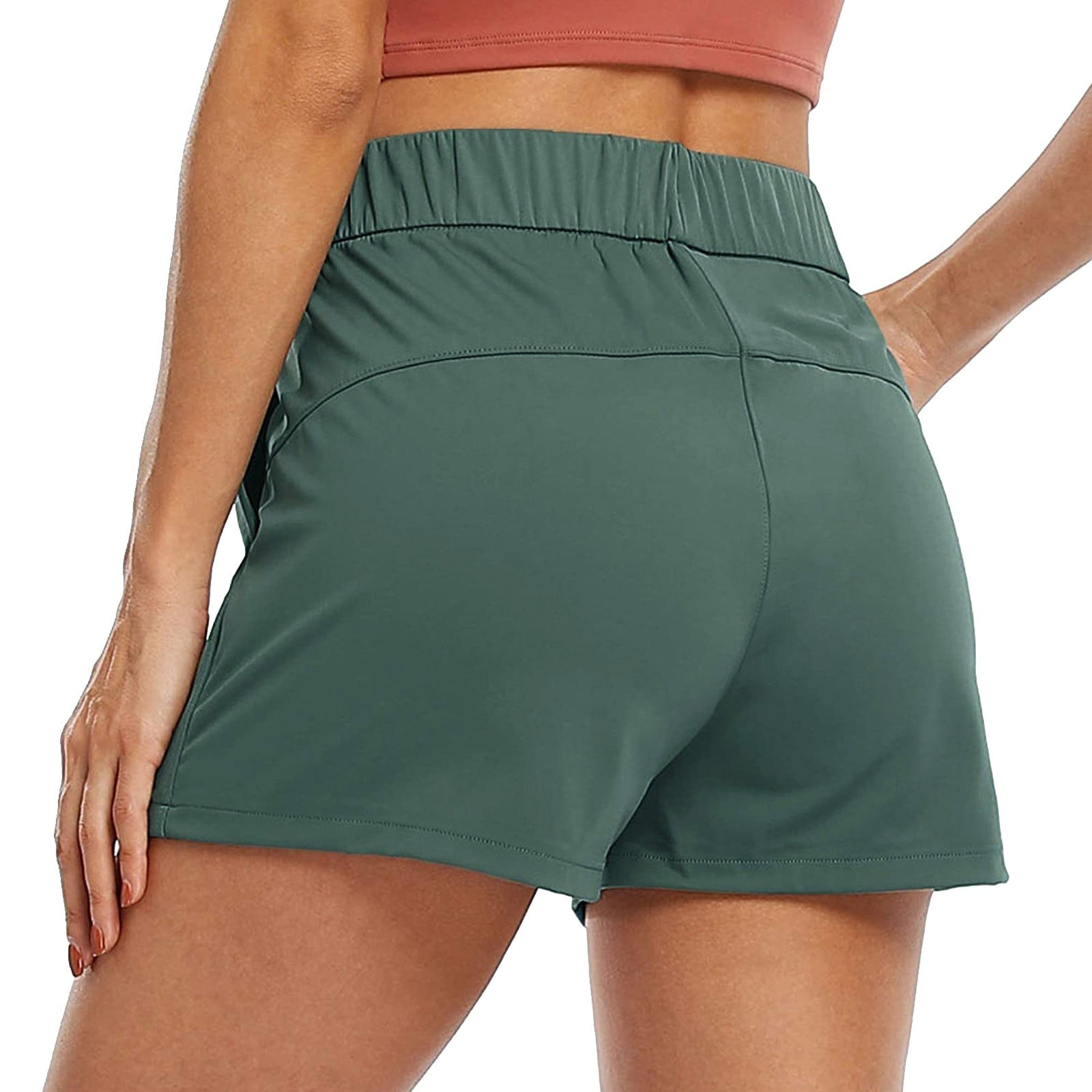 AOSFYTI Soffe Shorts for Women Lady High Waist Mesh Splice Tight