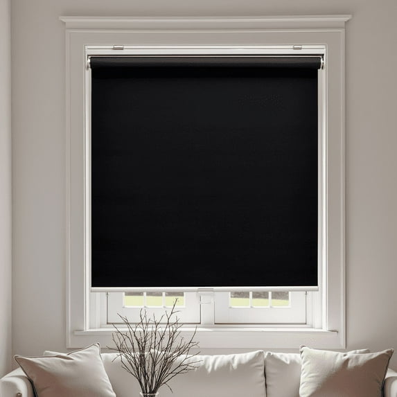 AOSKY Blackout Roller Shade--Experience the safety and convenience of a cordless design, easy installation, and family-friendly use,70" W x 72" H, Black