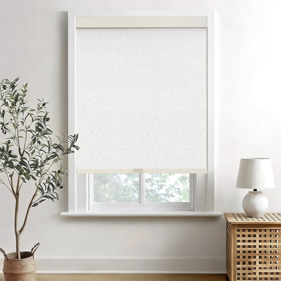 AOSKY Cordless Blackout Roller Shades, 20"W x 72"H, Free-Stop Natural Woven Window Blinds Thermal Insulated UV Protection for Home and Office, Linen