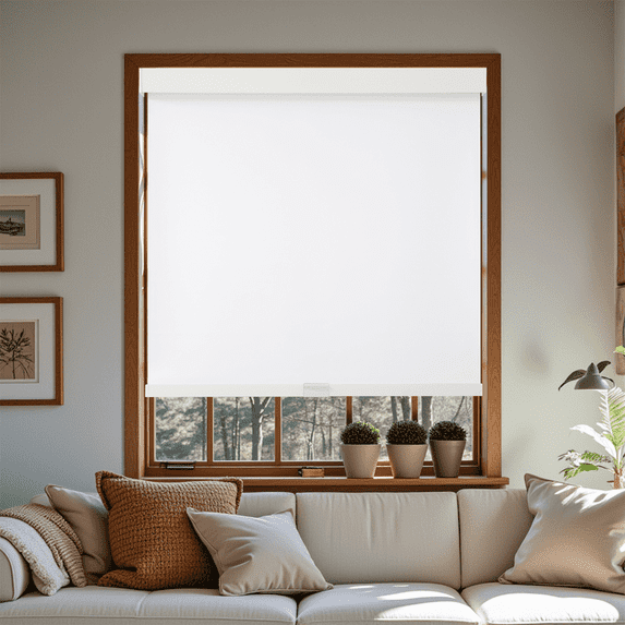 AOSKY Eco-Friendly Cordless Roller Shade, Blackout & Thermal Insulation with UV Protection for Home and Office – Multiple Colors.39" W x 72" H, White