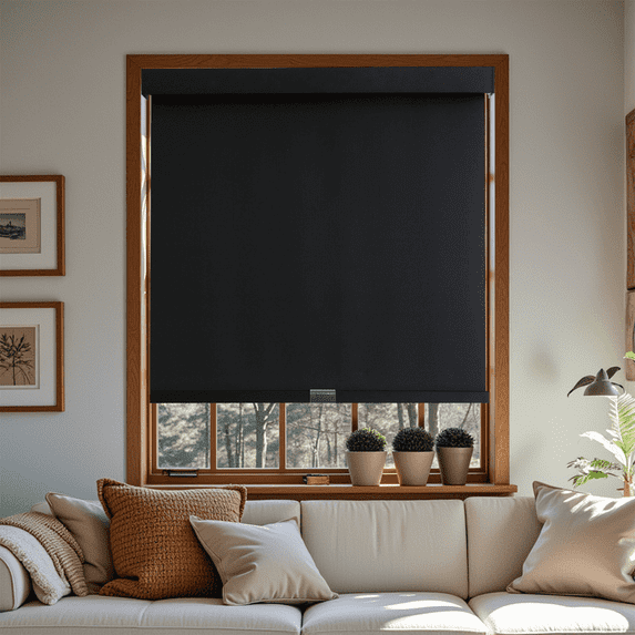 AOSKY Eco-Friendly Cordless Roller Shade, Blackout & Thermal Insulation with UV Protection for Home and Office – Multiple Colors.43" W x 72" H, Black