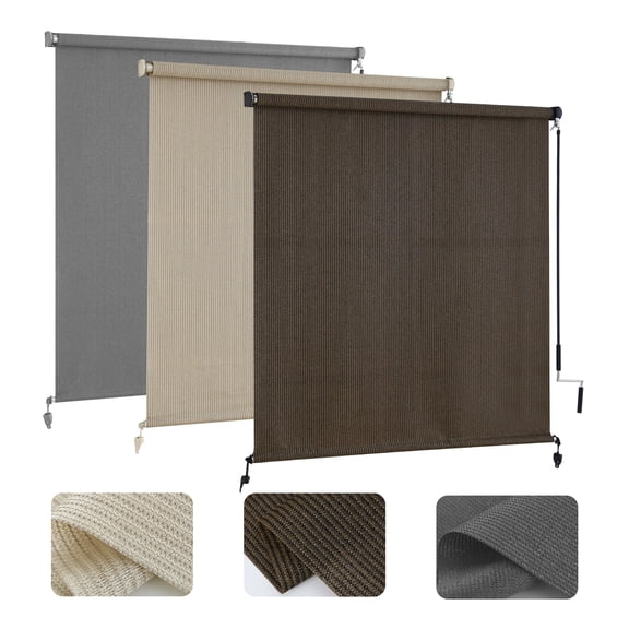 AOSKY Cordless Outdoor Roller Shades, UV Block Sunshades for Patio, Roll Up Blinds for Porch Pergola Balcony, 72"W x 72"H, Mocha