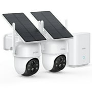 AOSU 2K/3MP Home Security Camera System, Solar Powered 2 Cam-Kit with Spotlight & AOSU Station, 360° View, No Monthly Fee, Auto Tracking, Color Night Vision, Easy Setup, 5GHz & 2.4GHz Wi-Fi