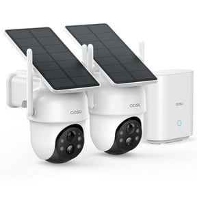 AOSU 2K/3MP Home Security Camera System, Solar Powered 2 Cam-Kit with Spotlight & AOSU Station, 360° View, No Monthly Fee, Auto Tracking, Color Night Vision, Easy Setup, 5GHz & 2.4GHz Wi-Fi