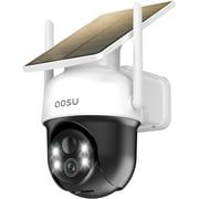 AOSU 2K Solar Security Camera with 4 Spotlight, Wireless Outdoor Camera with Fixed Solar Panel, 360° Panoramic View, Human Auto Tracking, Color Night Vision