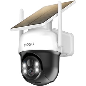 AOSU 2K Solar Security Camera with 4 Spotlight, Wireless Outdoor Camera with Fixed Solar Panel, 360° Panoramic View, Human Auto Tracking, Color Night Vision