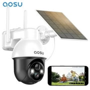 AOSU 2K Solar Security Camera Wireless WiFi, Outdoor Camera for home security,Auto Tracking ,Smart Siren Spotlights, works with Alexa/Google Assistant