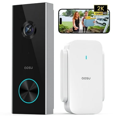 AOSU 2K Wireless Doorbell Camera with Chime, No Monthly Fee, 180-Day Battery Life, Wi-Fi Video Doorbell with PIR Motion Detection, IR Night Vision, 2-Way Audio, Work with Alexa & Google Assistant