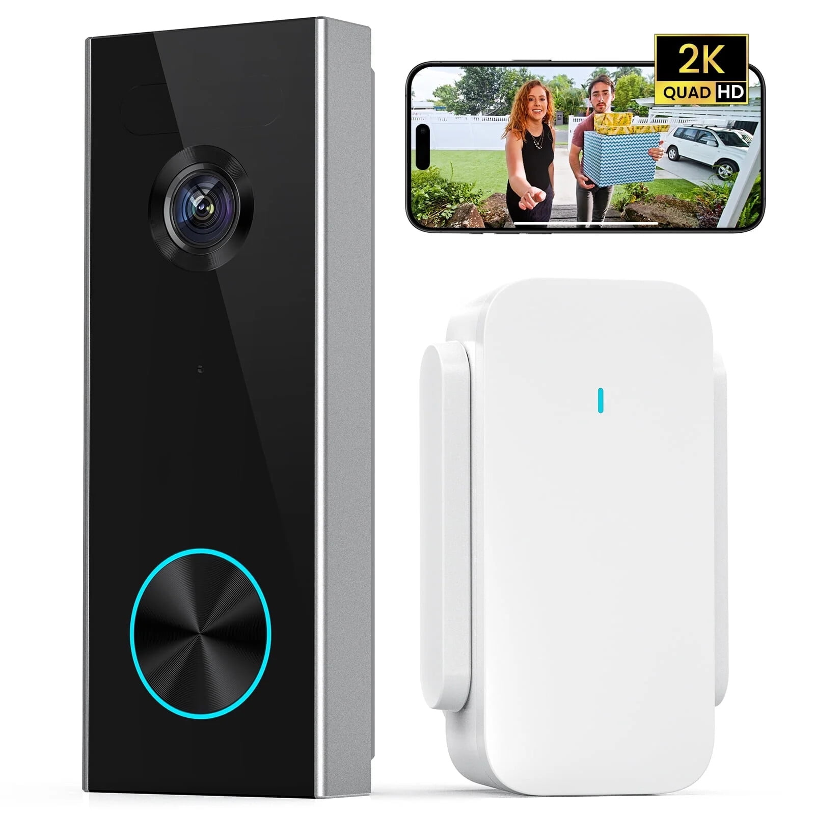 半額✨AOSU Video Doorbell ドアベル 防犯 未使用 Doorbell Camera Wireless Outdoor, aosu 5MP Ultra HD, 3D Motion