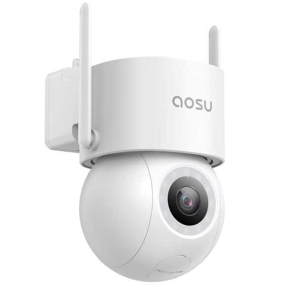 AOSU 3K/5MP Security Camera with Spotlight, 2 Way Audio, 360° View Outdoor Surveillance Camera Wired, Waterproof, Auto-Tracking, No Monthly Fee