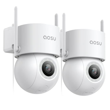 AOSU 3K/5MP Security Camera with Spotlight, 2 Way Audio, 360° View Outdoor Surveillance Camera Wired, Waterproof, Auto-Tracking, No Monthly Fee-2 Pack
