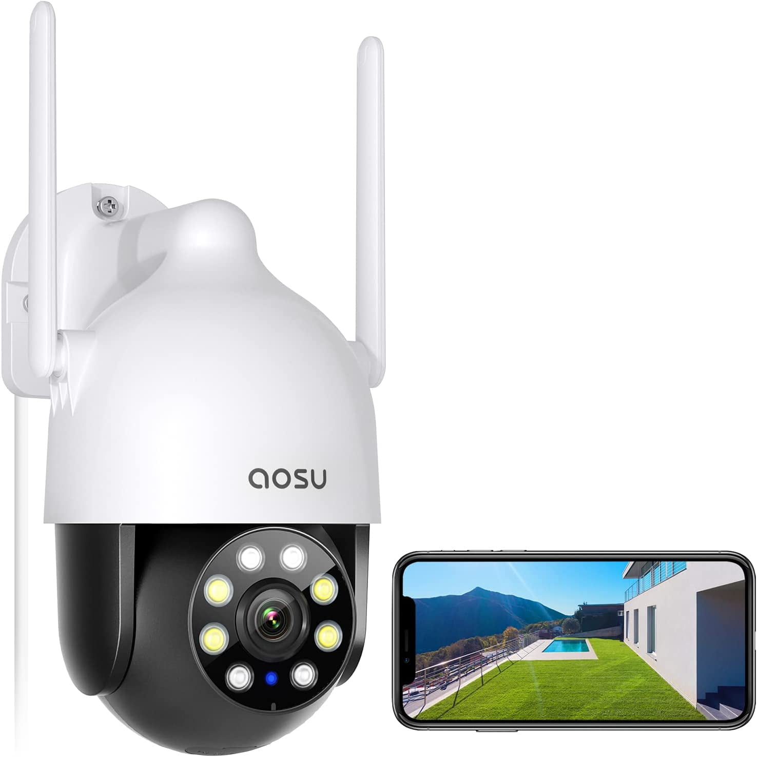 AOSU 2K WiFi Security Camera, Outdoor Waterproof, Color Night Vision, 360° View, Motion Sensor, Two-Way Audio - Walmart.com AOSU 2K WiFi Security Camera, Outdoor Waterproof, Color Night Vision, 360° View, Motion Sensor, Two-Way Audio - Walmart.com