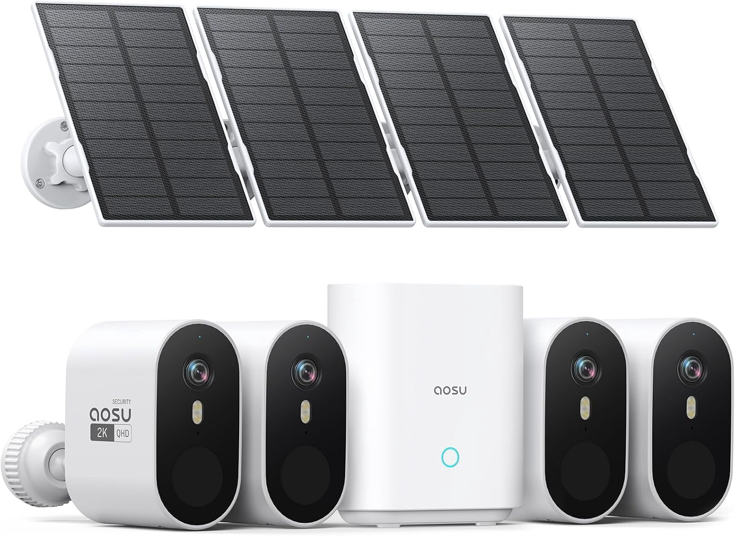 AOSU Solar Security Cameras Wireless Outdoor, 2K QHD Home Security