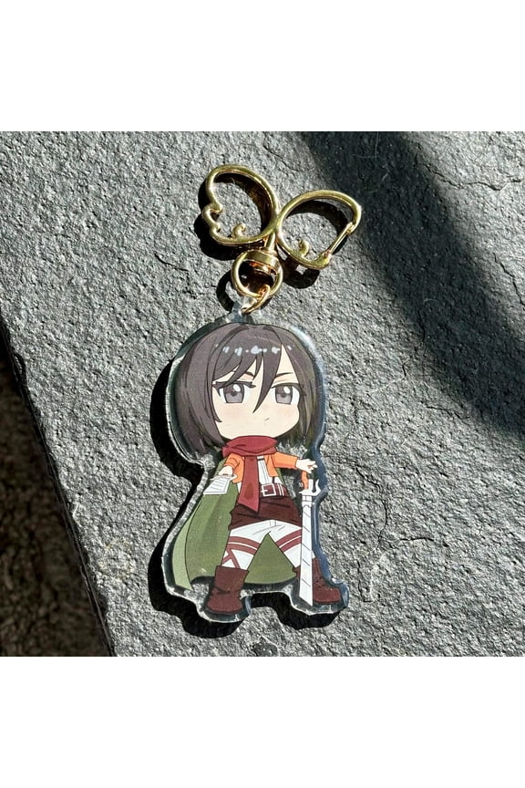 AOT Inspired Acrylic Keychain Charm | Mikasa | Fan Art Chibi (1 keychain)