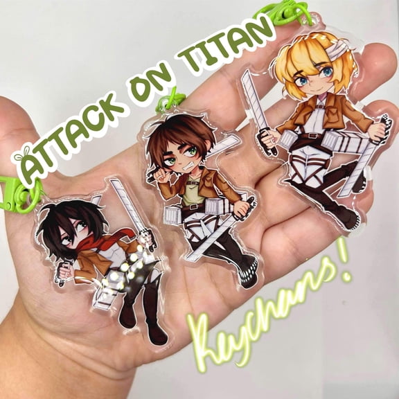 AOT keychains, Eren, Mikasa, Armin, (1 keychain)