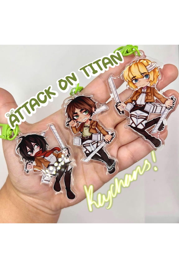 AOT keychains, Eren, Mikasa, Armin, (1 keychain)