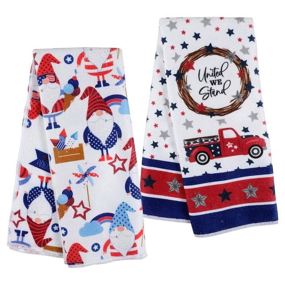 AOTA - Set of 2 Decorative Gnomes and 4th of July Patriotic Kitchen Towels - Home Collection Patriotic Kitchen Towels, 15x25 in.