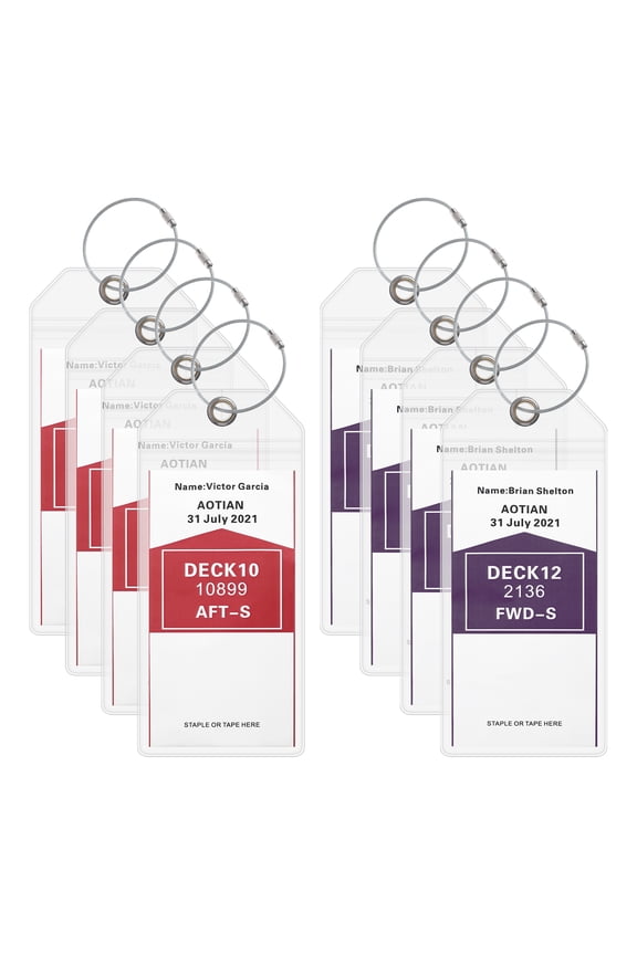 8 Pack Clear Cruise Luggage Tag Holders Fits All Cruise Line Ship Tags