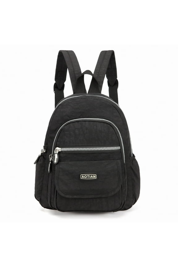 Mini Nylon Women Backpacks Casual Lightweight Small Daypack Black