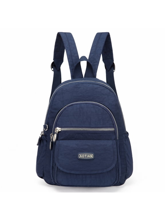 Mini Nylon Women Backpacks Casual Lightweight Small Daypack Deep Blue