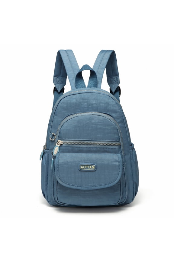 Mini Nylon Women Backpacks Casual Lightweight Small Daypack Light Blue