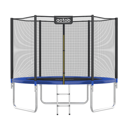 AOTOB 10FT Trampoline For Kids/Adults, Backyard Trampoline With Ladder and Safety Enclosure Net, Blue