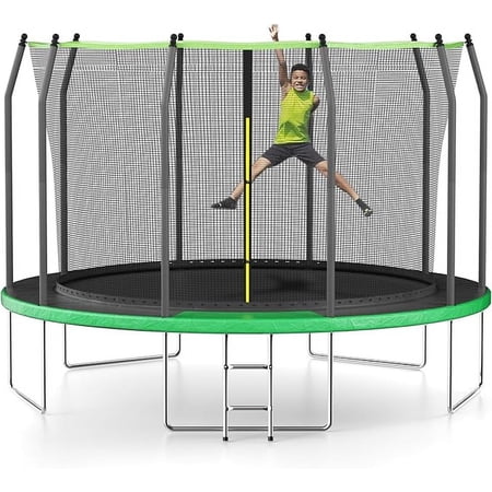 AOTOB 12 ft Kids Trampoline with Enclosure, Ladder & 70 Springs - Safe, Stable, Perfect for Indoor/Outdoor Fun