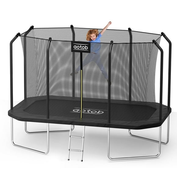 AOTOB 12 ft Recreational Trampoline Kids and Adults,1200LBS Weight Capacity Outdoor Trampoline with Enclosure Net Ladder