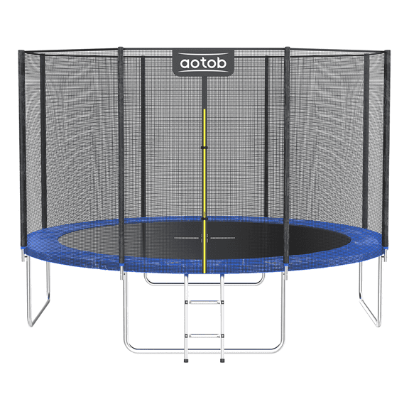 AOTOB 14FT Trampoline for Kids/Adults, Backyard Trampoline Weight Capacity 1500LBS with Safety Enclosure Net and Ladder, Blue