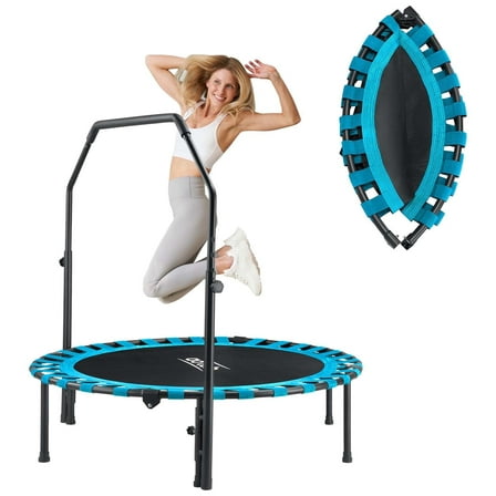 AOTOB 48” Fitness Trampoline for Adults, Foldable Mini Rebounder with Durable Bungees for Workouts Sports, 550lbs