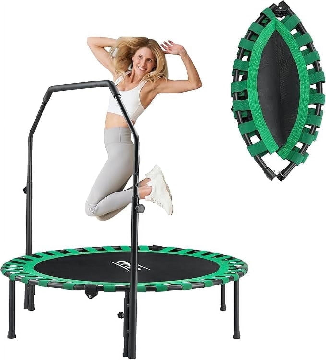 AOTOB 48” Heavy Duty Fitness Trampoline, Foldable Mini Rebounder for Exercise and Durability, Supports 550lbs