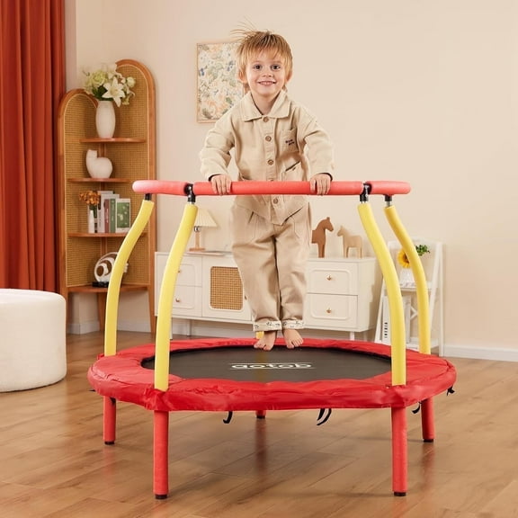 AOTOB 4ft Mini Trampoline for Kids Toddler with Safety Pad, Small Trampoline Indoor Max Load 220lbs, Birthday Gift for Boy Girl Aged 2 3 4 5 6Year Old