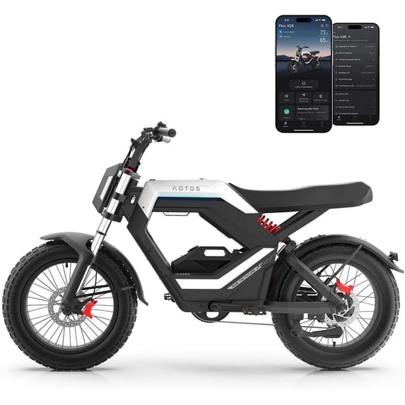AOTOS Flux X26 Ebike for Adults, 750W Motor, Up to 20MPH & 50 Miles Range, 48V 18Ah Battery, 20" All Terrain Fat Tires, Dual Hydraulic Suspension, Disc Brakes, Electric Bike with APP Support