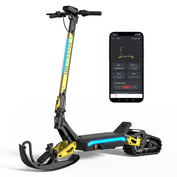 AOTOS GT01 Pro Electric Scooter with Snow Scooter, 1200W Peak Motor, Up to 46.6 Miles Range, 24 MPH, 10"Anti-Flat Off-Road Tires, Foldable Snow Scooter with App