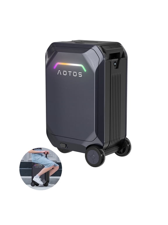 Smart Rideable Carry-On Luggage, 22 Inch TSA-Approved Hardshell Cabin Suitcase, Zipperless Design with Rolling Wheels & App Control for Travel, Gray
