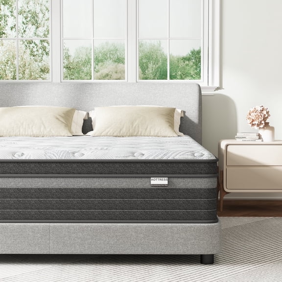 AOTTRESS King Size Mattress 12 inch in a Box,Hybrid Memory Foam Euro Top ,Airflow Cooling Sleep Pressure Relief Supportive Innerspring