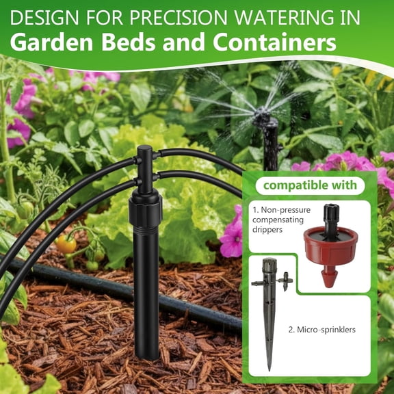 AOUHML-5 Pack 1/4" Drip Irrigation Manifold, 4 Port Sprinkler Adapter for 1/2" Sprinkler Riser, Built-in Filter for Stable Water Flow, Drip Irrigation Parts for Lawn & Garden Watering Systems