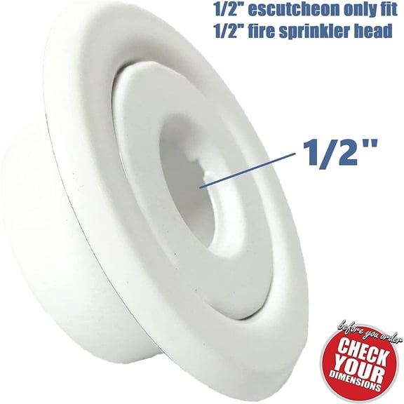 AOUHML-(6 Pack) 1/2" IPS Fire Sprinkler Head Escutcheon Plate 3/4" Adjustment Range Recessed Two Piece Rosette Cover Trim Ring White Fire Sprinkler Covers for Ceiling