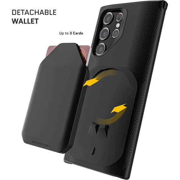 AOUHML-EXEC Galaxy S22 Wallet Case Card Holder Works with Magnetic Car Mounts Easily Detachable for Wireless Charging Protective Phone Cover Designed for 2022 Samsung Galaxy S22 5G (6.1 Inch) (Black)