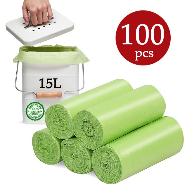 AOUNQ 4 Gallon Biodegradable Small Trash Bags,100 Count Mini Garbage