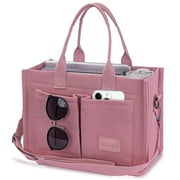 AOUNQ Canvas Tote Bag for Women Trendy Purse and Handbags Work Tote Bags with Pockets Crossbody Satchel Bag,Pink