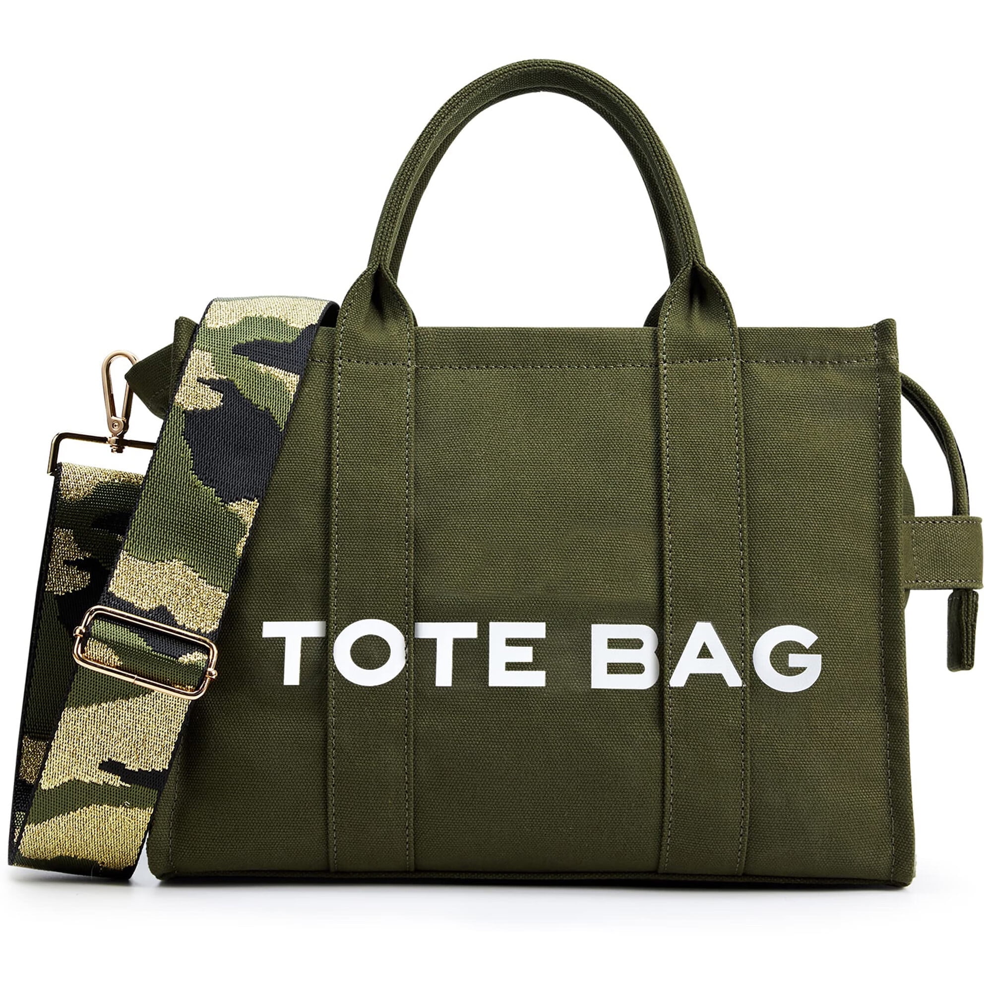 AOUNQ Canvas Tote Bags with Zipper,Large Crossbody Bag for Women