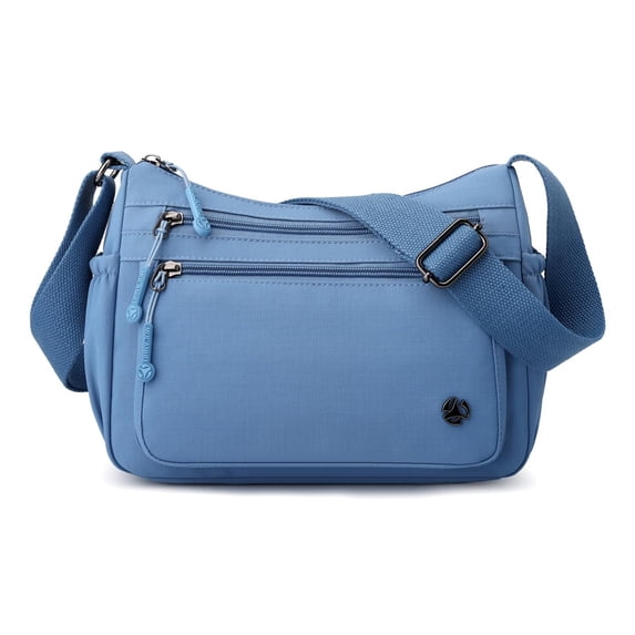 AOUNQ Crossbody Purses and Handbags for Women, Waterproof Nylon Shoulder Bag with Anti Theft Pocket, Ladies Casual Multiple Pockets Travel Wallet, Blue