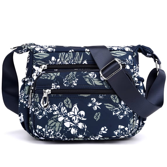 AOUNQ Crossbody Bag for Women Multi Pocket Shoulder Purse Bags Nylon Ladies Travel Handbag with Adjustable Straps