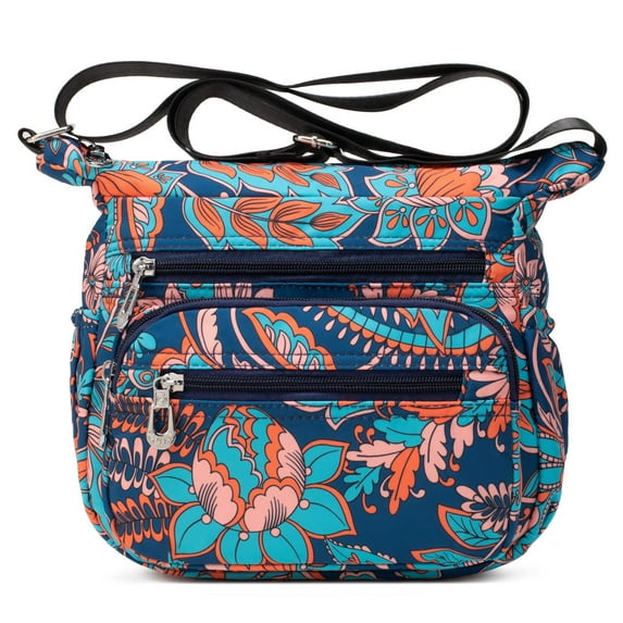 AOUNQ Crossbody Bag for Women Multi Pocket Shoulder Purse Bags Nylon Ladies Travel Handbag with Adjustable Straps